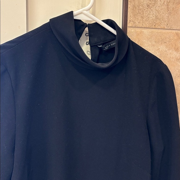 ZARA 2 PC outfit. Black Mini Dress Size L. + long beige sleeveless vest. Size M - Picture 11 of 12